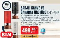 KİWİ ŞARJLI KAHVE VE BAHARAT ÖĞÜTÜCÜ KSPG-4814